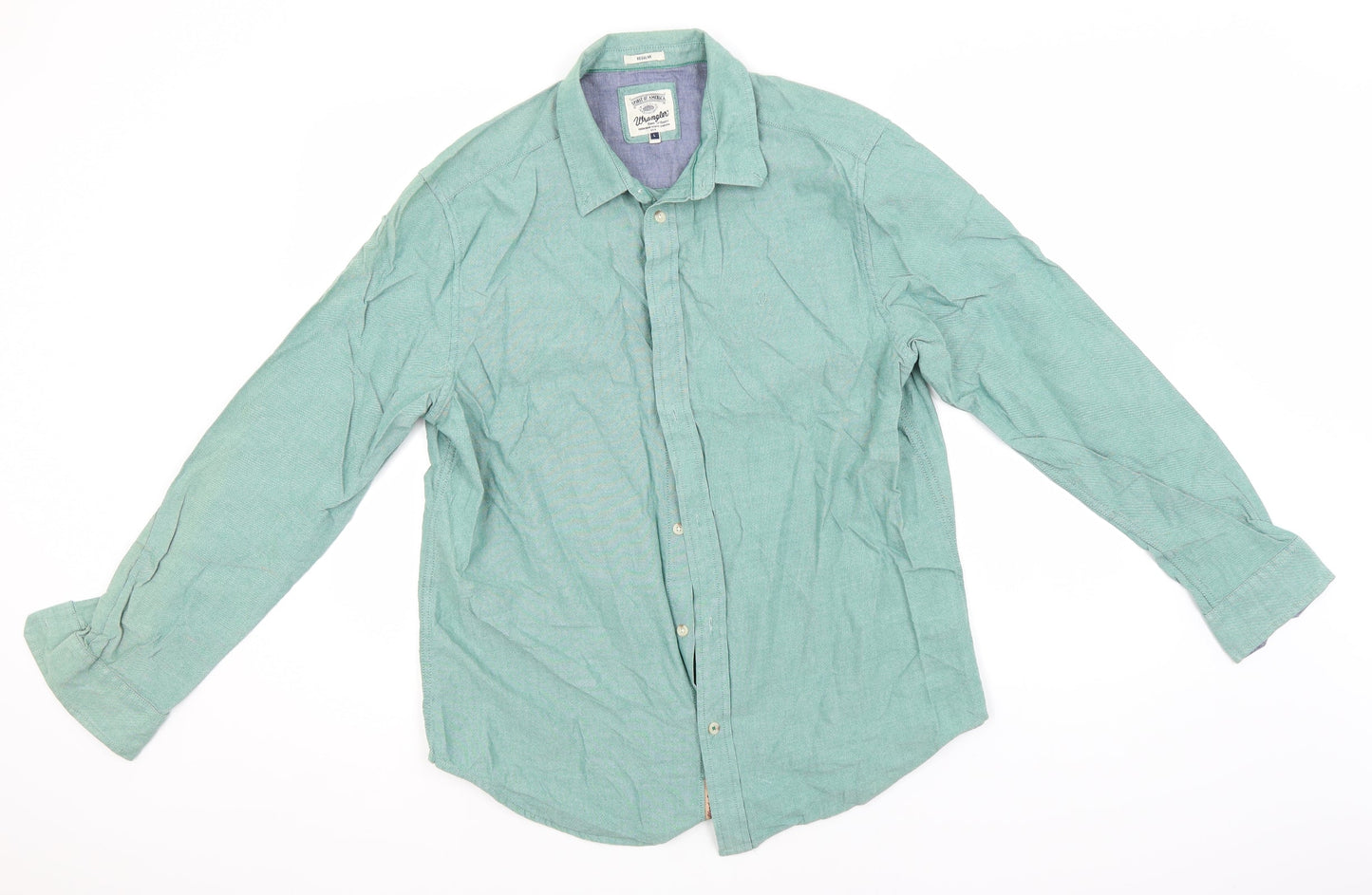 Preworn Mens Beige  Cotton  Button-Up Size L Collared