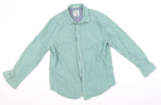 Preworn Mens Beige  Cotton  Button-Up Size L Collared