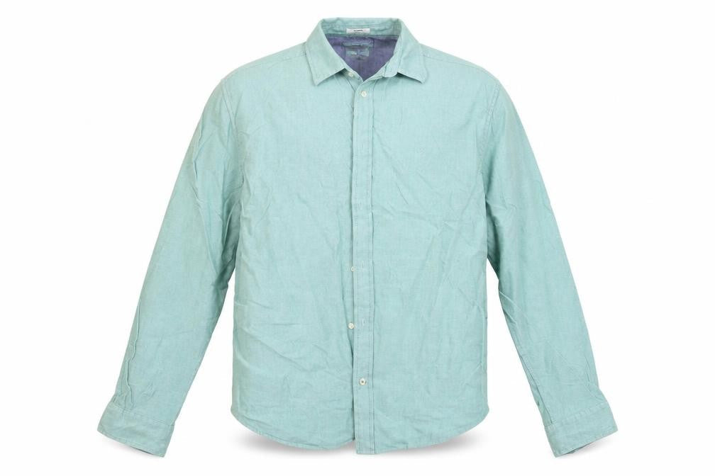 Preworn Mens Beige  Cotton  Button-Up Size L Collared