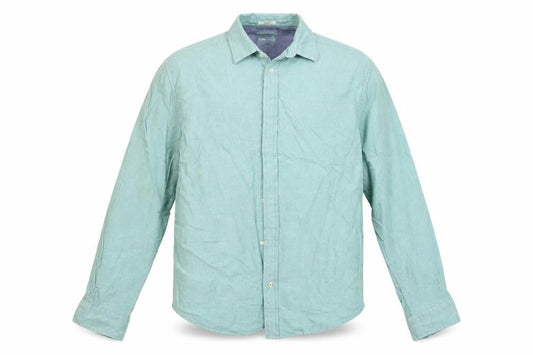 Preworn Mens Beige  Cotton  Button-Up Size L Collared