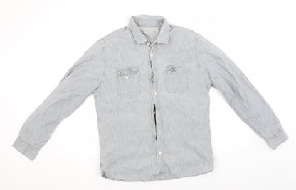 Preloved Preworn Mens Grey    Button-Up  Collared - Front