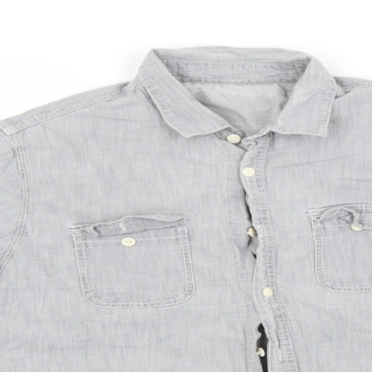 Preloved Preworn Mens Grey    Button-Up  Collared - Detail
