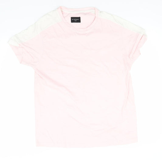 D-Struct Womens Pink  Cotton Basic T-Shirt Size L Round Neck