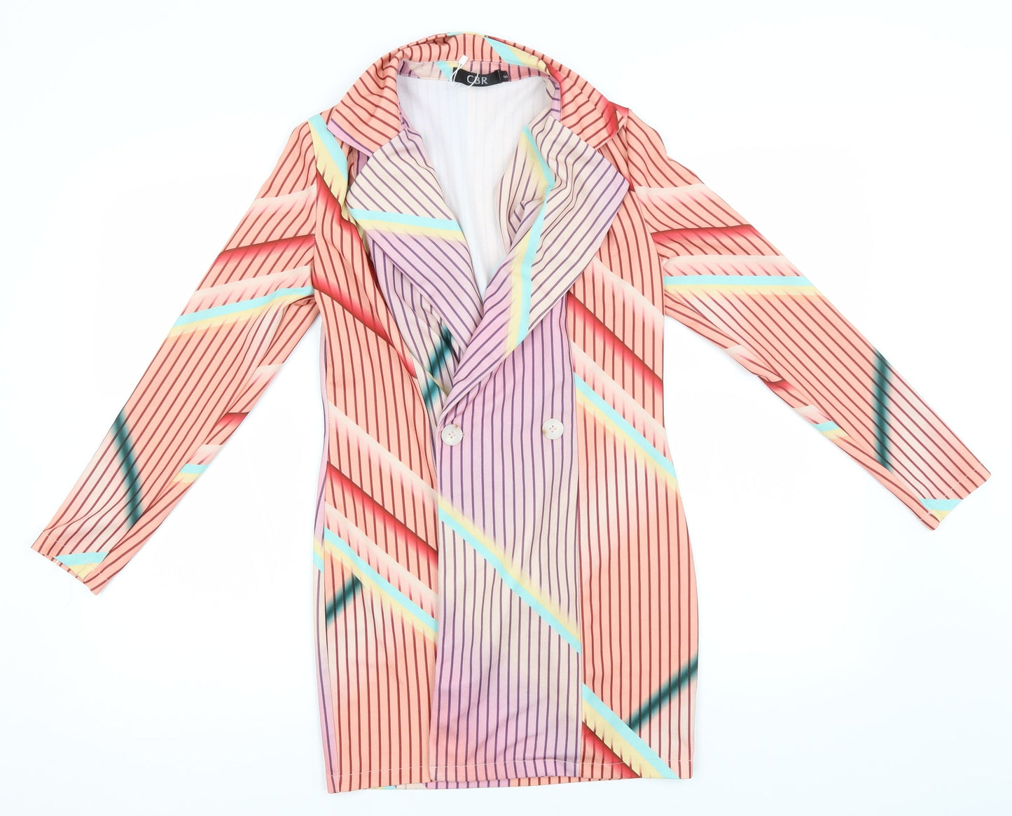 CBR Womens Pink Striped  Overcoat Jacket Size 8