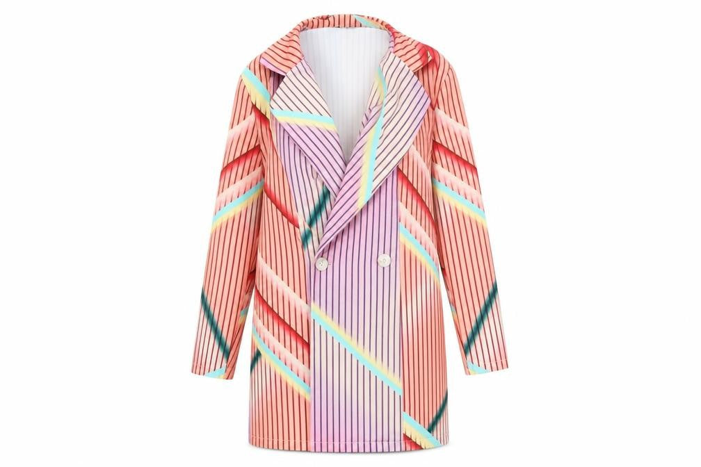 CBR Womens Pink Striped  Overcoat Jacket Size 8