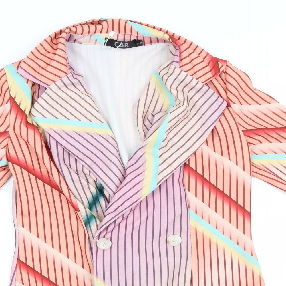 CBR Womens Pink Striped  Overcoat Jacket Size 8
