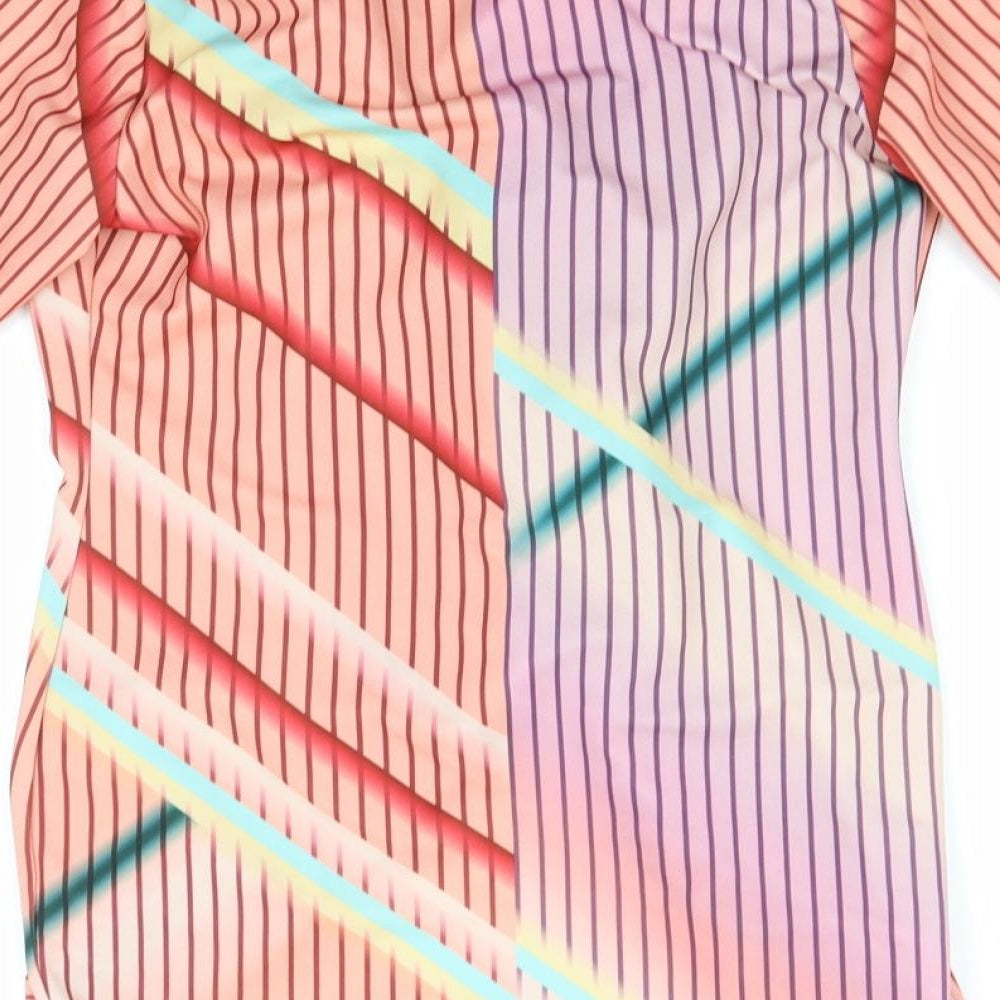 CBR Womens Pink Striped  Overcoat Jacket Size 8