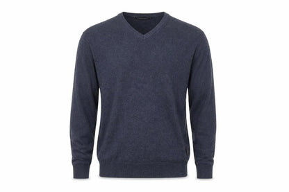 French Connection Mens Blue V-Neck  Cotton Pullover Jumper Size M