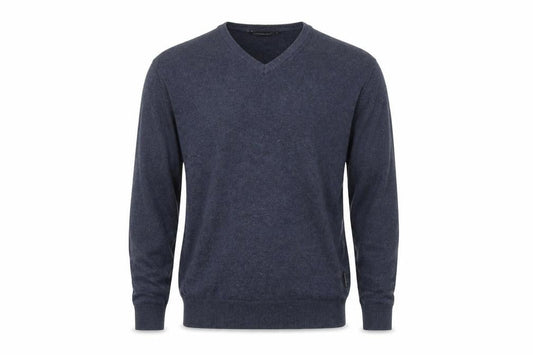 French Connection Mens Blue V-Neck  Cotton Pullover Jumper Size M