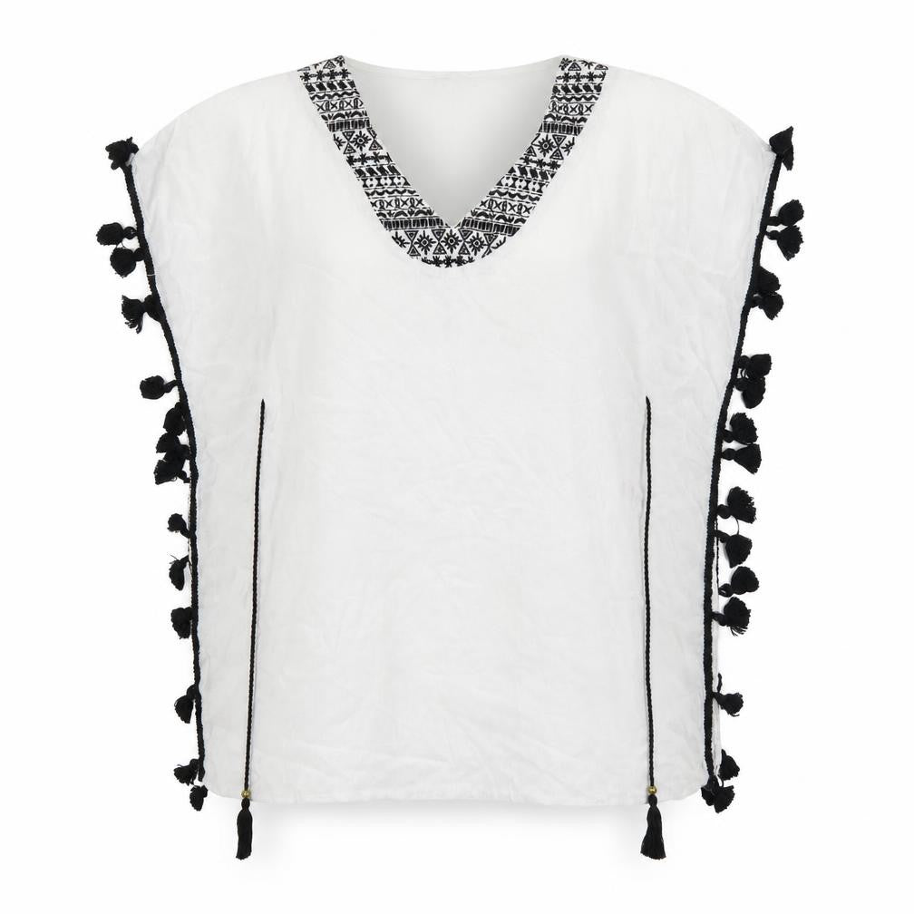 Papaya Womens White  Viscose Basic T-Shirt Size S Round Neck