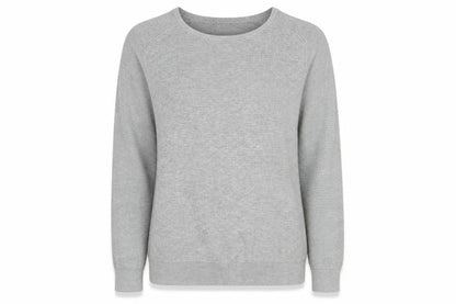 Nigel Hall Womens Grey Round Neck Striped Cotton Pullover Jumper Size M