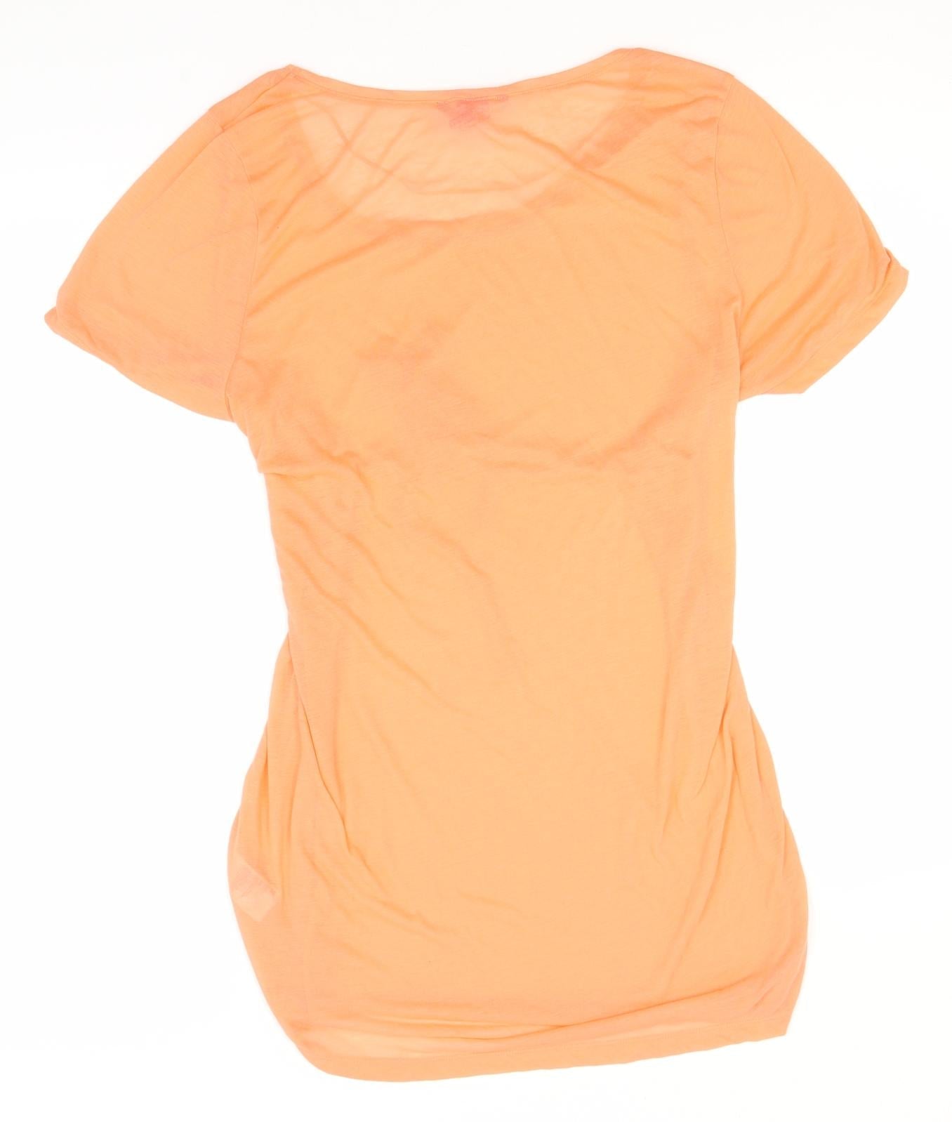 H&M Womens Orange  Polyester Basic T-Shirt Size M Round Neck