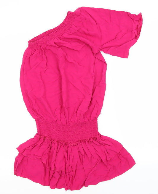 Buffalo Womens Pink  Viscose Fit & Flare  Size 10  One Shoulder
