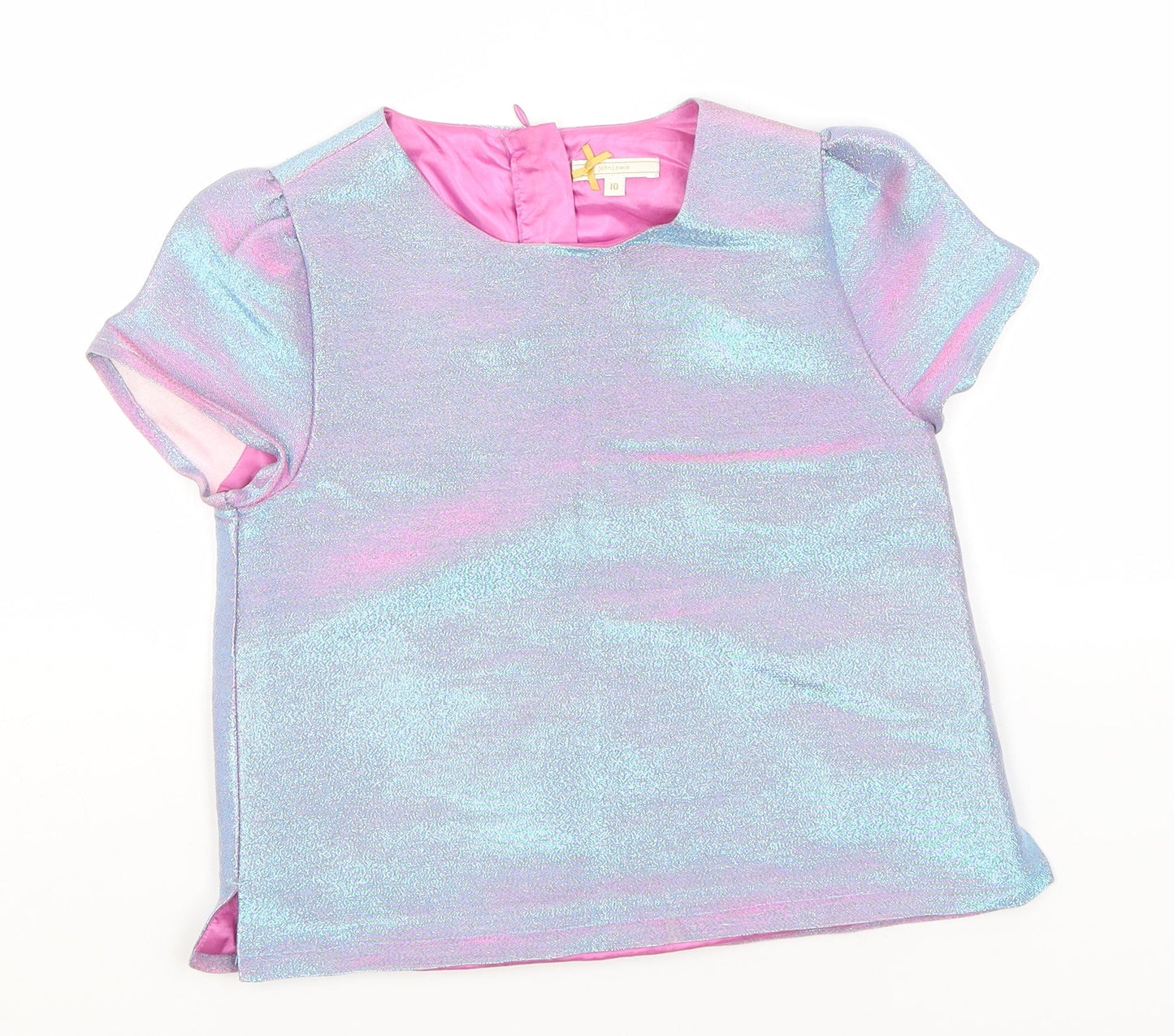 John Lewis Girls Pink  Viscose Basic T-Shirt Size 10 Years Round Neck