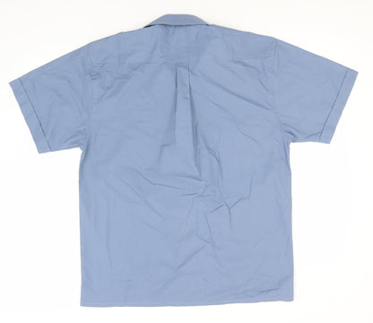 Easy Mens Blue  Polyester  Button-Up Size M Collared
