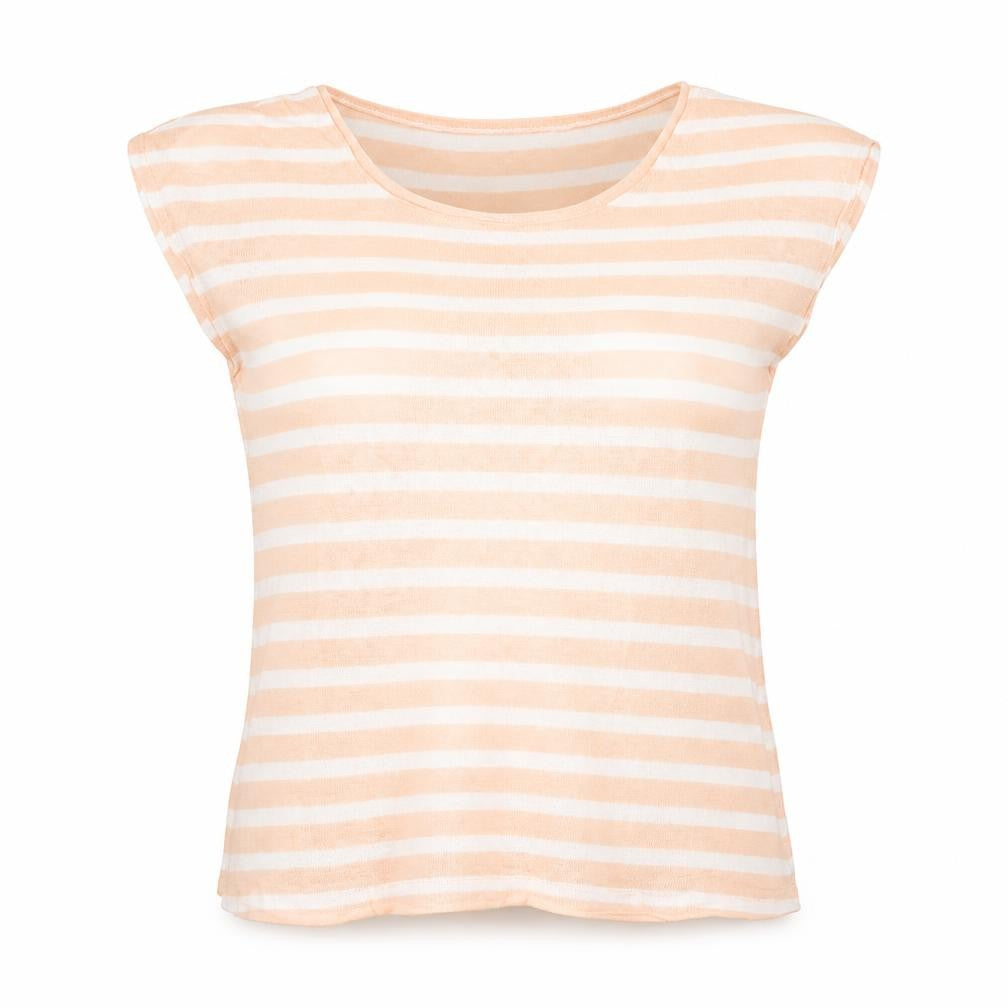 Lauren Womens Pink Striped Cotton Basic Tank Size S Round Neck