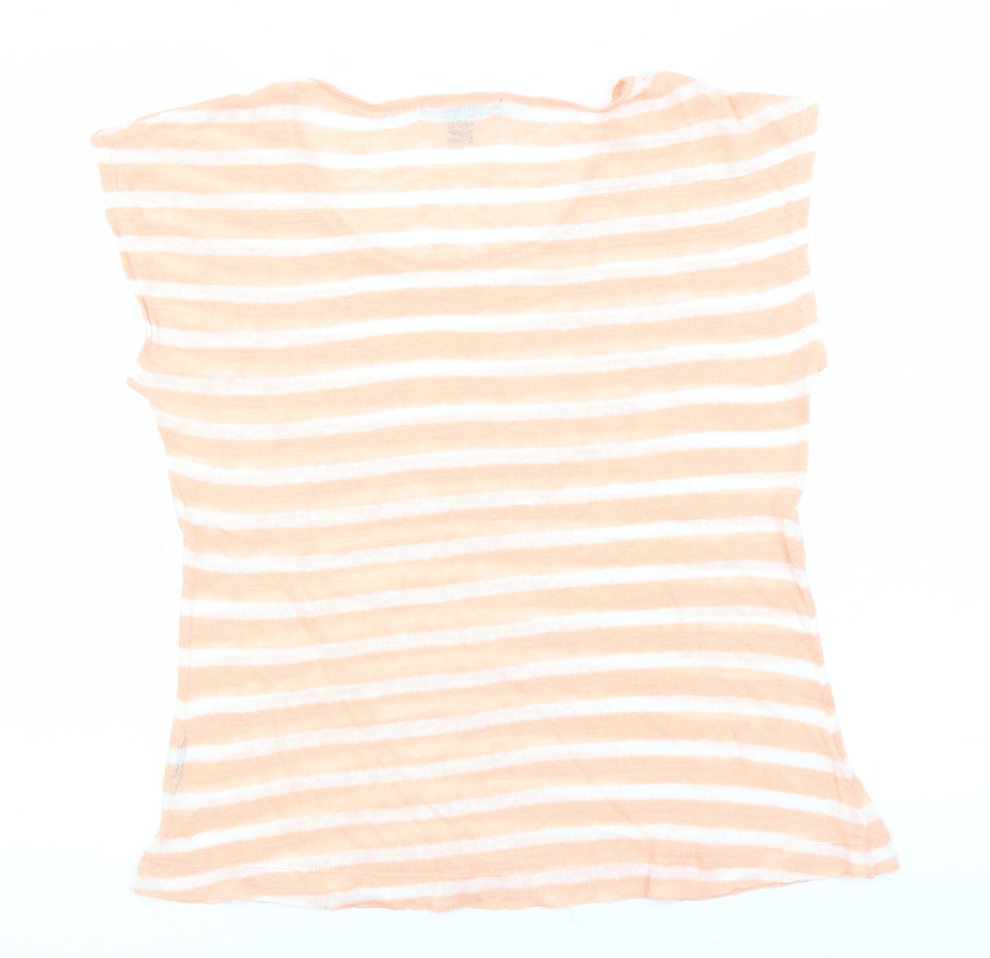 Lauren Womens Pink Striped Cotton Basic Tank Size S Round Neck
