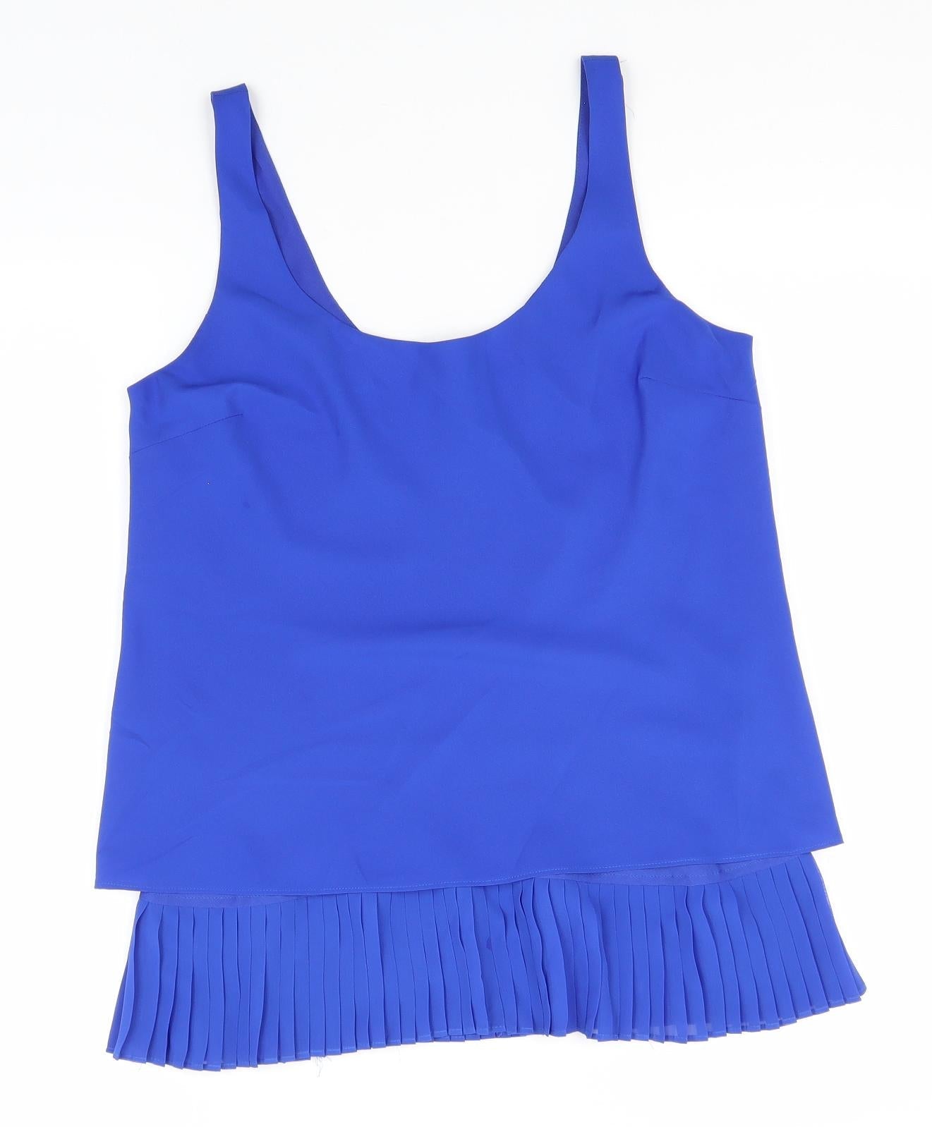 Lauren Womens Blue  Polyester Basic Tank Size 4 Round Neck