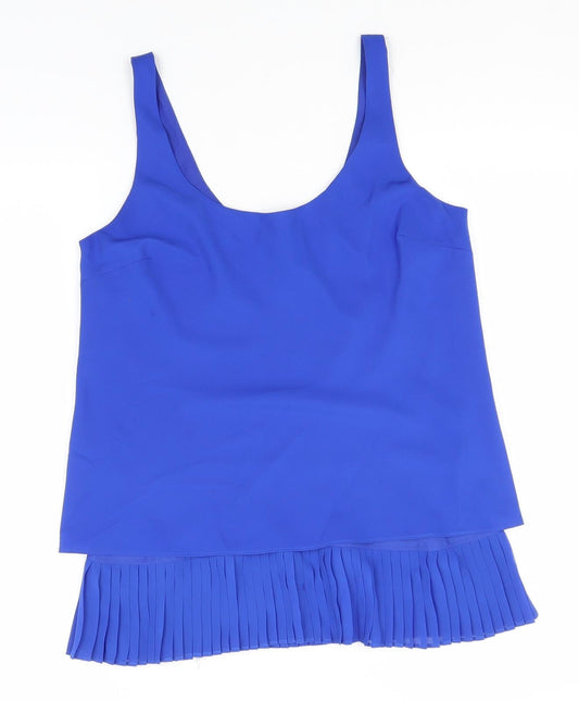 Lauren Womens Blue  Polyester Basic Tank Size 4 Round Neck