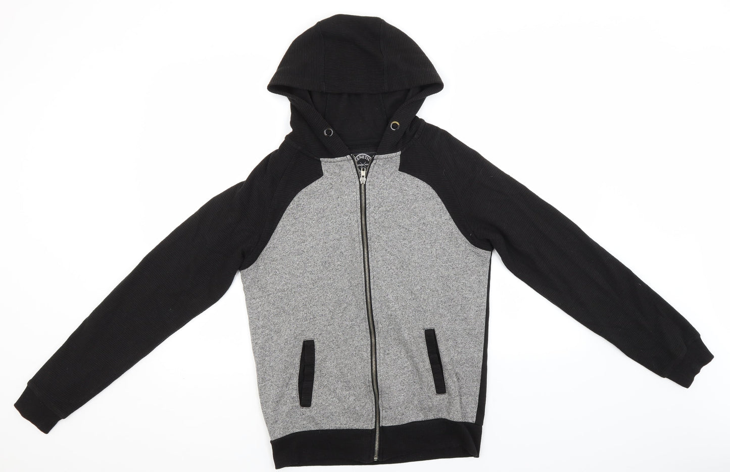 Genetic Apparel Mens Grey  Cotton Full Zip Hoodie Size S
