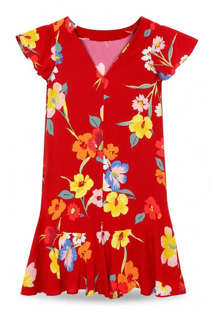 Next Womens Red Floral Polyester Shift  Size 10  Boat Neck