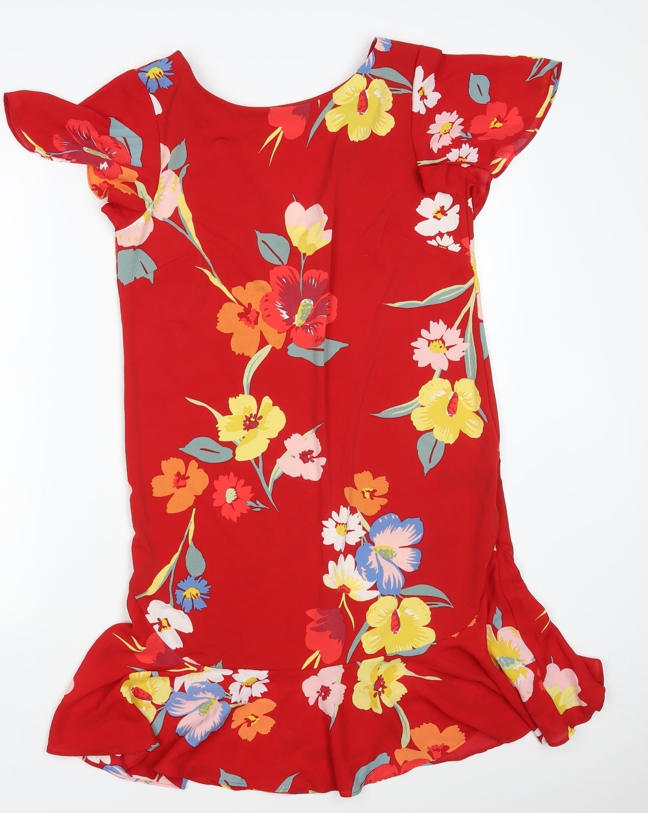 NEXT Womens Red Floral Polyester Shift  Size 10  Boat Neck