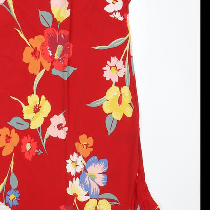 Next Womens Red Floral Polyester Shift  Size 10  Boat Neck