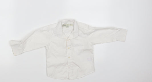 Paisely of London Boys White  Polyester Basic Button-Up Size 12-18 Months Collared Button