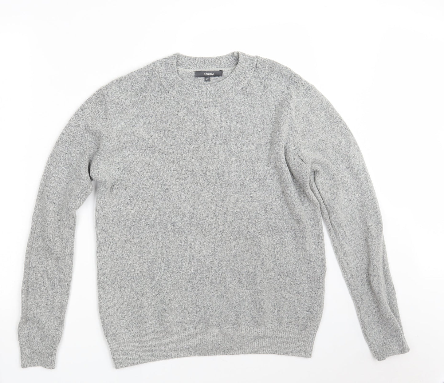 Studio Womens Grey Round Neck  Acrylic Pullover Jumper Size 12