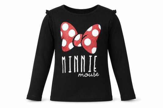 Disney Girls Black  100% Cotton Basic T-Shirt Size 8 Years Round Neck  - Minnie Mouse