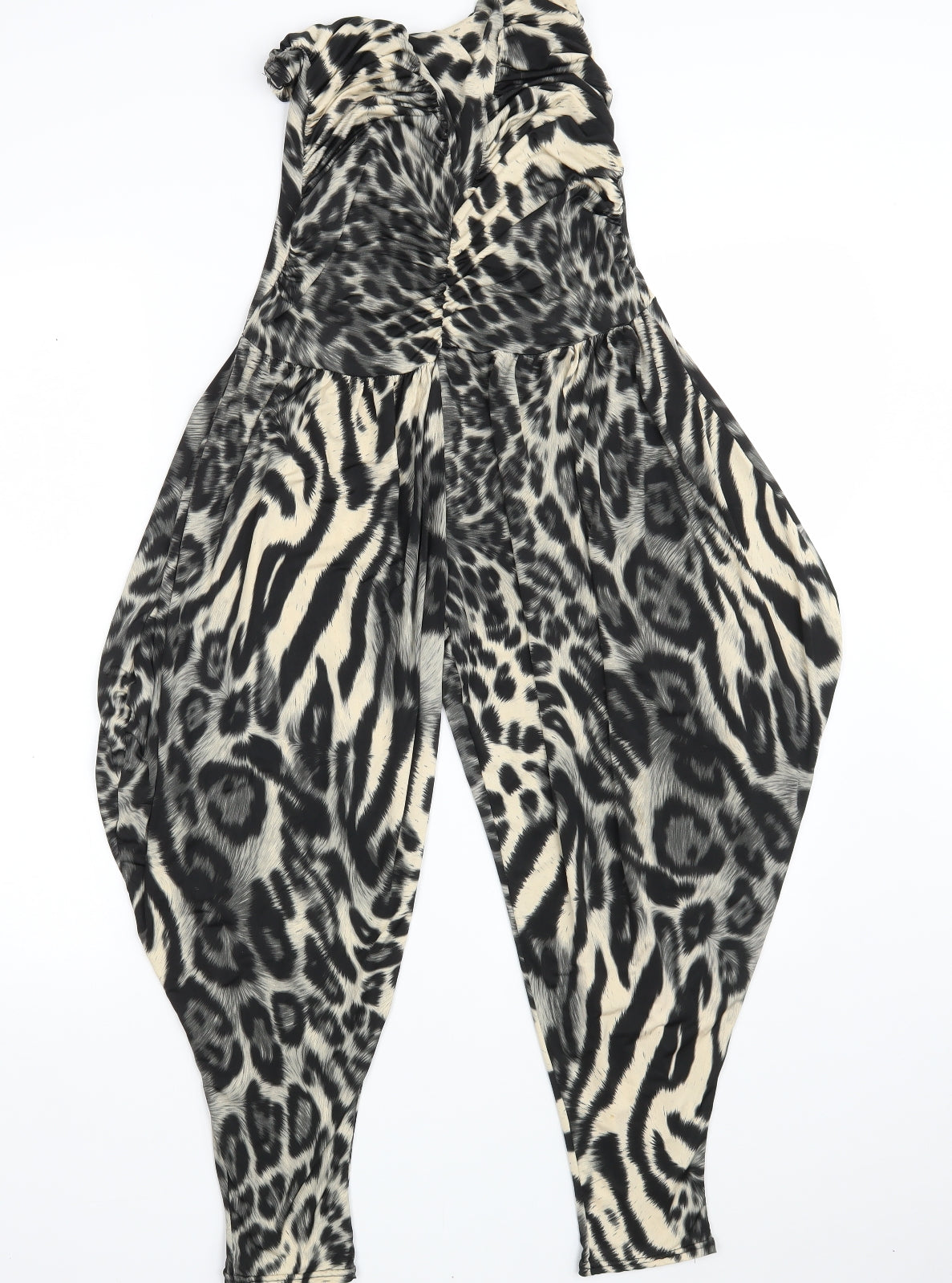 Preworn Womens Black Animal Print Viscose Carrot Trousers Size 26 in L23 in Regular