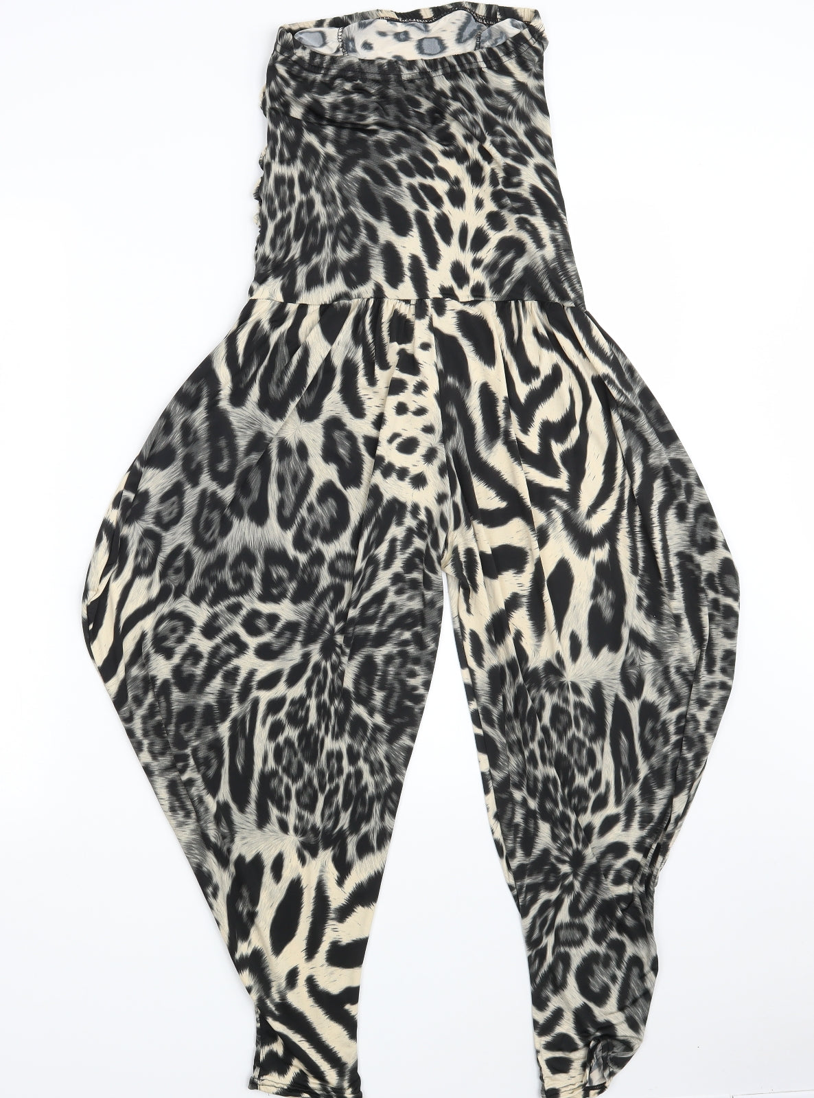 Preworn Womens Black Animal Print Viscose Carrot Trousers Size 26 in L23 in Regular
