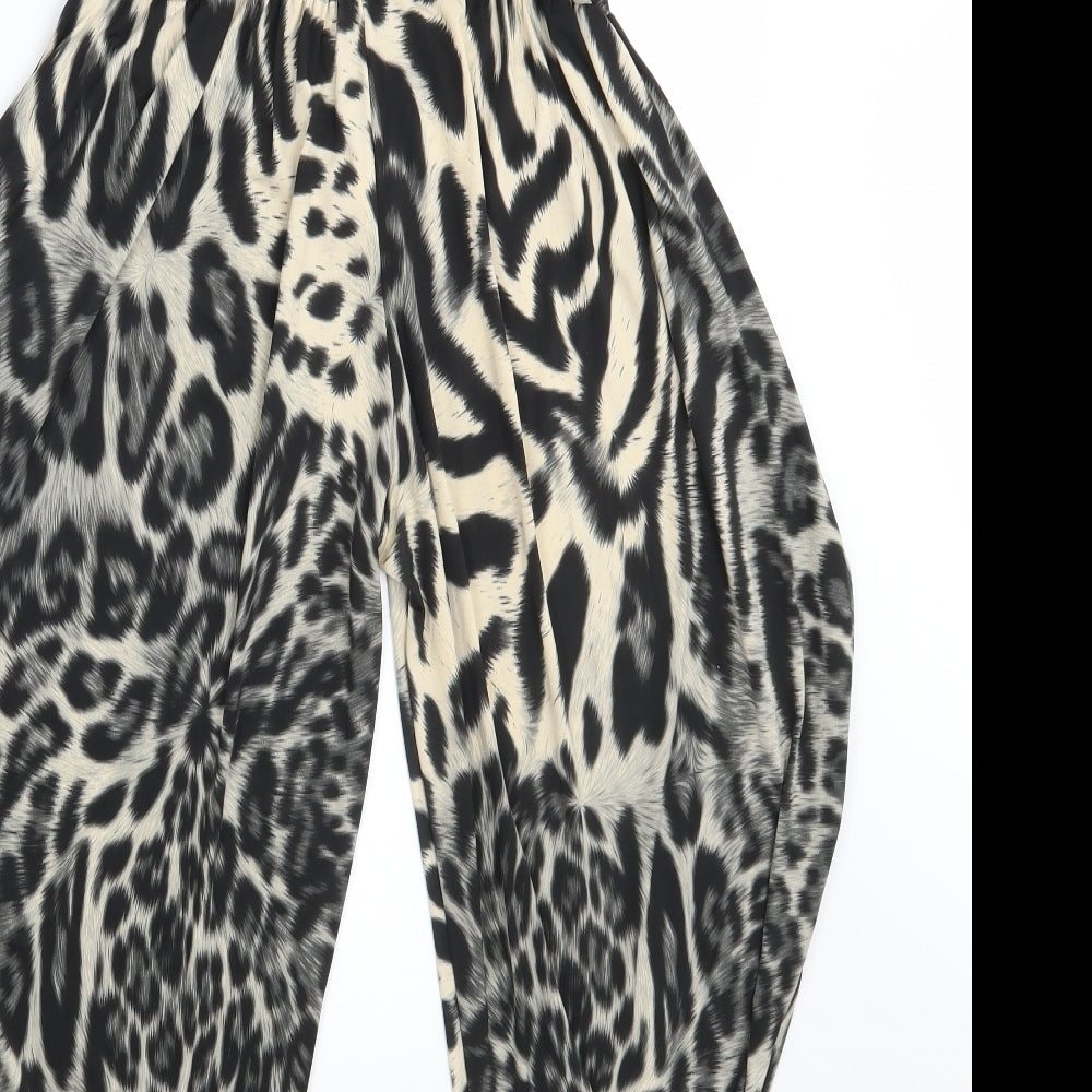Preworn Womens Black Animal Print Viscose Carrot Trousers Size 26 in L23 in Regular
