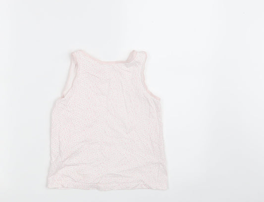 Primark Girls Pink Polka Dot 100% Cotton Cropped Tank Size 7-8 Years Round Neck