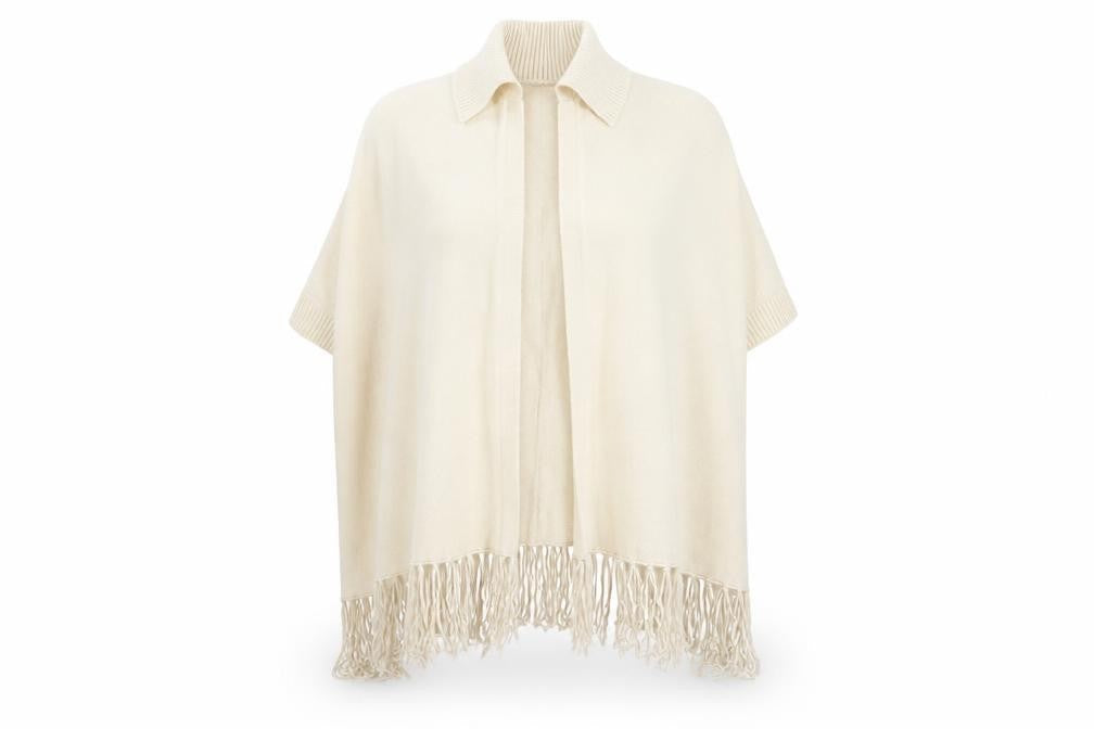 Riva Womens Beige Collared  Acrylic Cape Jumper Size S