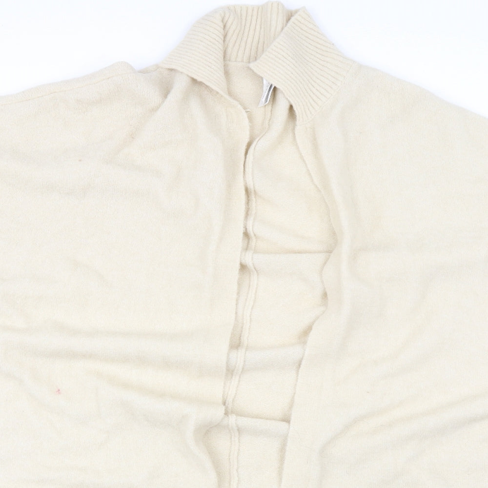 Riva Womens Beige Collared  Acrylic Cape Jumper Size S