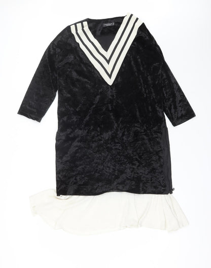 Prando Womens Black  Polyester Shift  Size 12  V-Neck  - Size 40