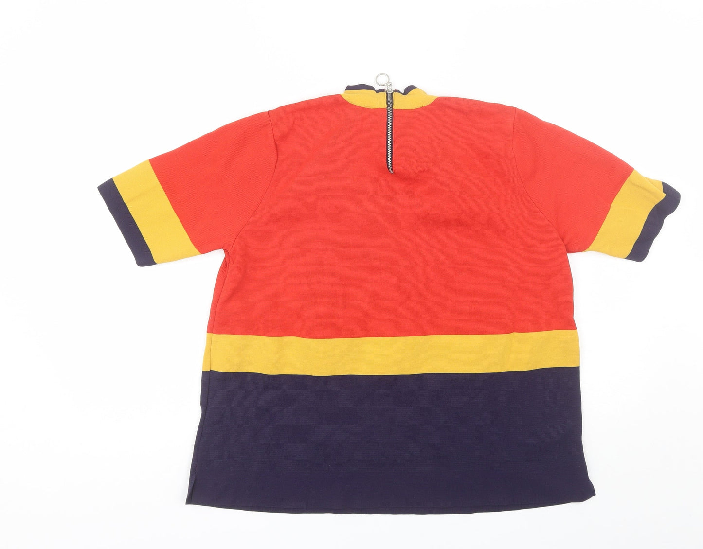 Marks and Spencer Womens Red  Polyamide Basic Blouse Size 14 High Neck