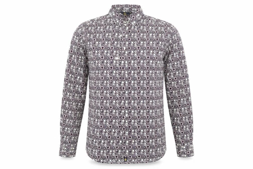 TU Mens Purple Geometric Cotton  Button-Up Size S Collared