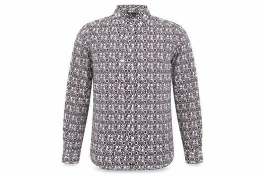 Tu Mens Purple Geometric Cotton  Button-Up Size S Collared