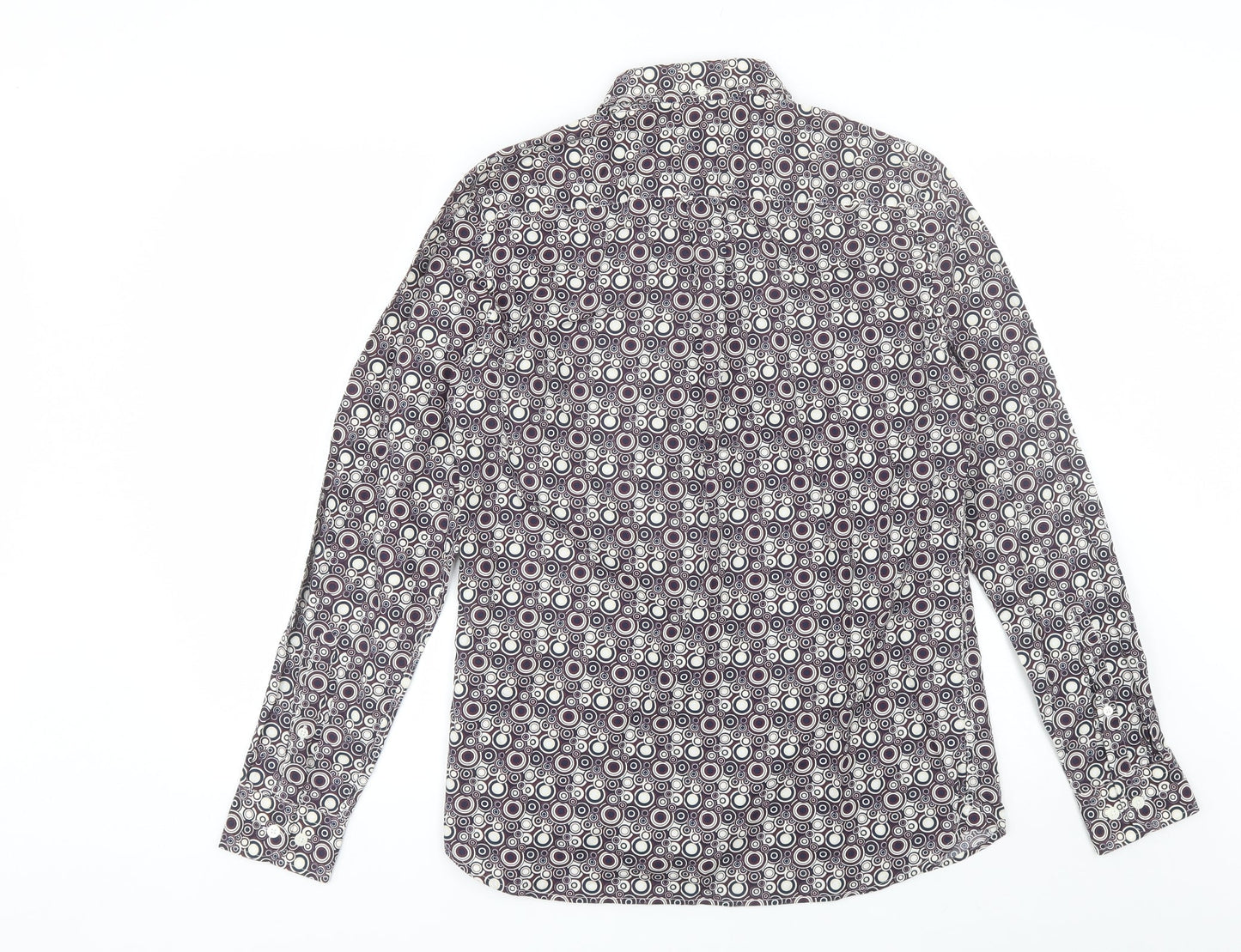 TU Mens Purple Geometric Cotton  Button-Up Size S Collared