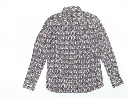 Tu Mens Purple Geometric Cotton  Button-Up Size S Collared