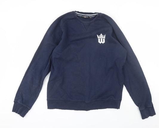 Playerlayer Mens Blue Round Neck  Cotton Pullover Jumper Size XL