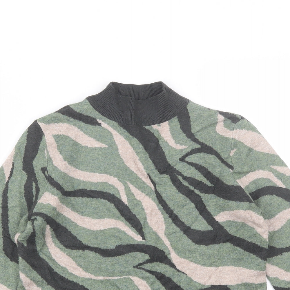 Marks and Spencer Womens Green Mock Neck  Viscose Pullover Jumper Size S