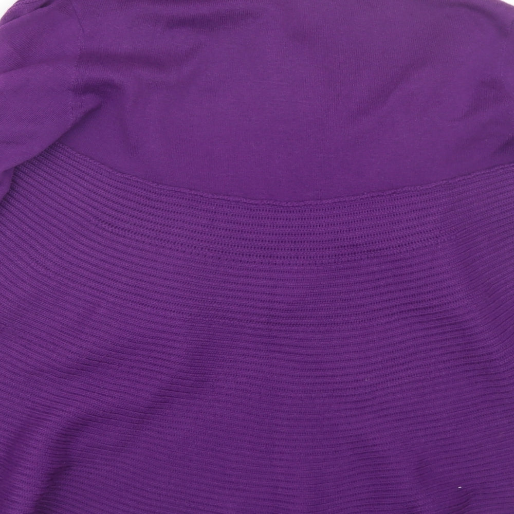 Preworn Womens Purple Collared  Acrylic Cardigan Jumper Size M