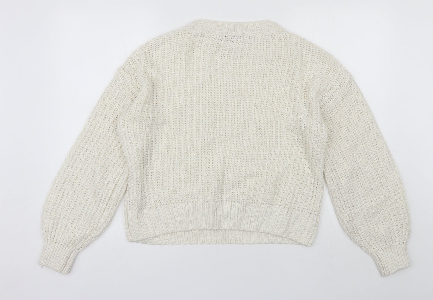 NEXT Womens White Round Neck  Acrylic Pullover Jumper Size S