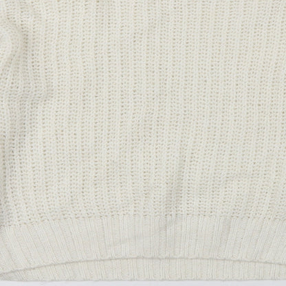 Next Womens White Round Neck  Acrylic Pullover Jumper Size S