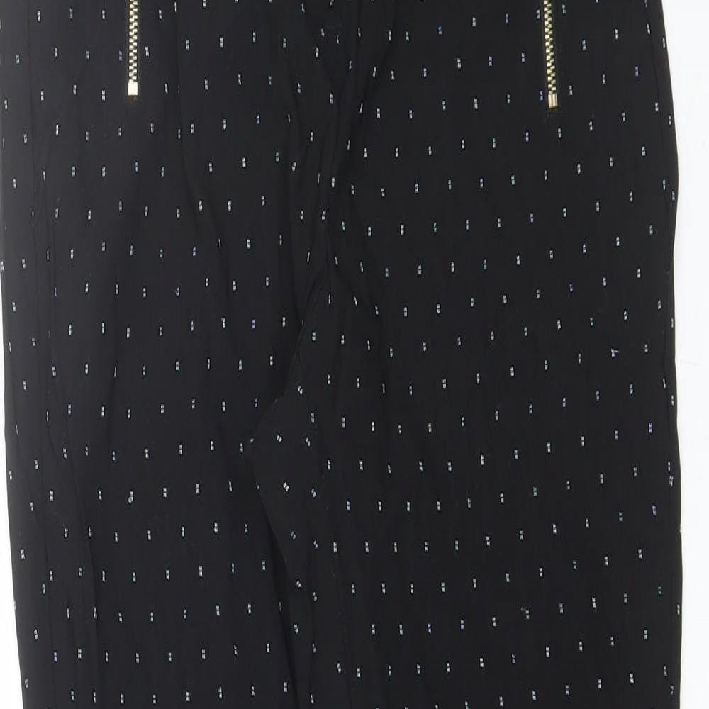 NEXT Womens Black  Viscose Capri Trousers Size 8 L25 in Regular