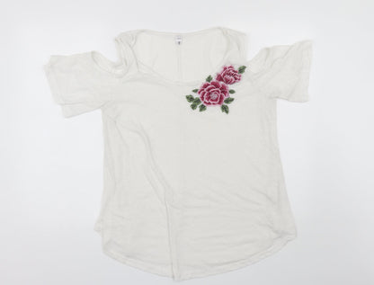 Next Womens White  Polyester Blend Basic Blouse Size 14 Round Neck