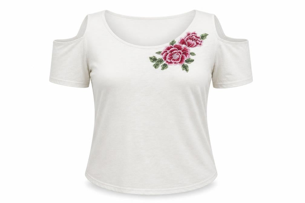 Nextmia Womens White  Polyester Blend Basic Blouse Size 14 Round Neck